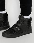Dark Future High Top Sneakers In Black With Buckle Straps - Black