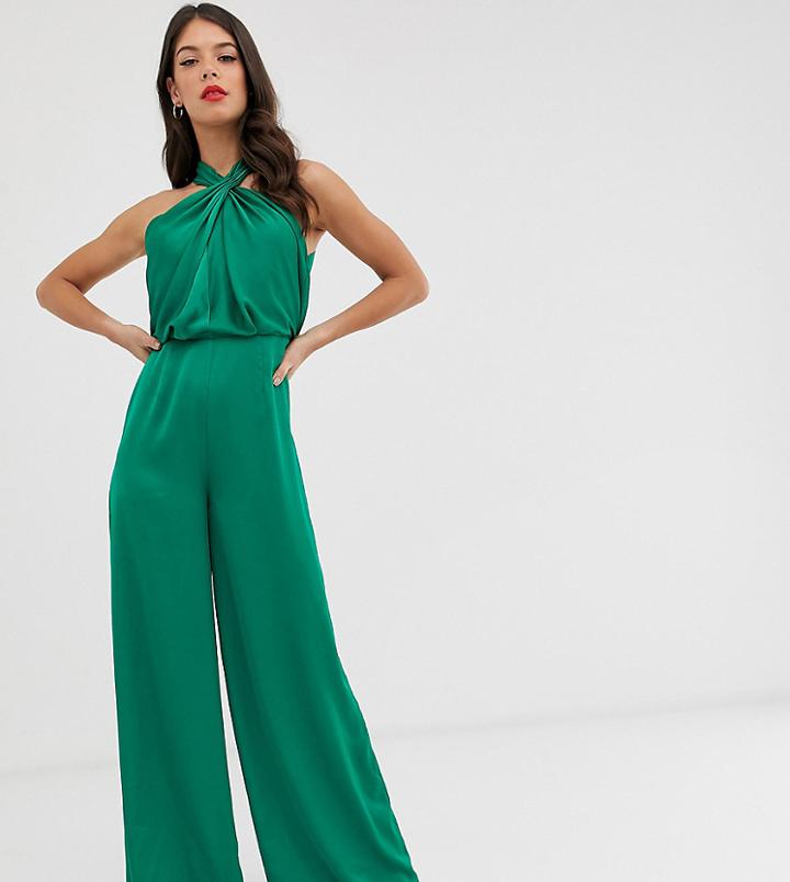 Asos Edition Tall Ruched Halter Neck Jumpsuit - Pink