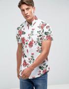 Threadbare Tropical Floral Short Sleeve Shirt - White