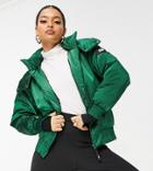 Asos 4505 Petite Ski Puffer Jacket With Hood-green