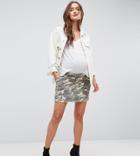 Bandia Maternity Over The Bump Cargo Skirt With Removable Waistband - Beige