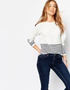 Asos Sweater In Ripple Stitch And Stripe - Multi
