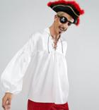 Reclaimed Vintage Inspired Pirate Shirt Lace Up Front - White