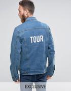 Reclaimed Vintage Inspired Oversized Denim Jacket With Tour Back Print - Blue