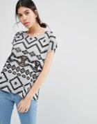 Vero Moda Jenny Short Sleeve Geo Print Top - Black