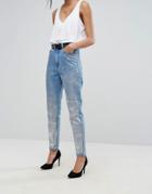 Dr Denim Mom Jeans With Silver Coating - Silver