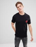 Only & Sons T-shirt With Floral Embroidery - Black