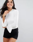 Only New Maja Fluted Sleeve Blouse - White