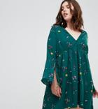 Influence Plus Dress With Flare Sleeves - Green