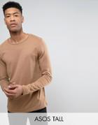 Asos Tall Long Sleeve T-shirt In Brown - Beige