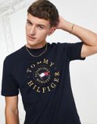 Tommy Hilfiger Icon Coin Logo Embroidery T-shirt In Desert Sky-navy