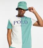 Polo Ralph Lauren X Asos Exclusive Collab T-shirt In Cream/green Color Blocking With Chest Logo-multi