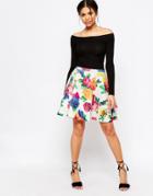 Traffic Pleople Blaz Blooms Skater Skirt - White