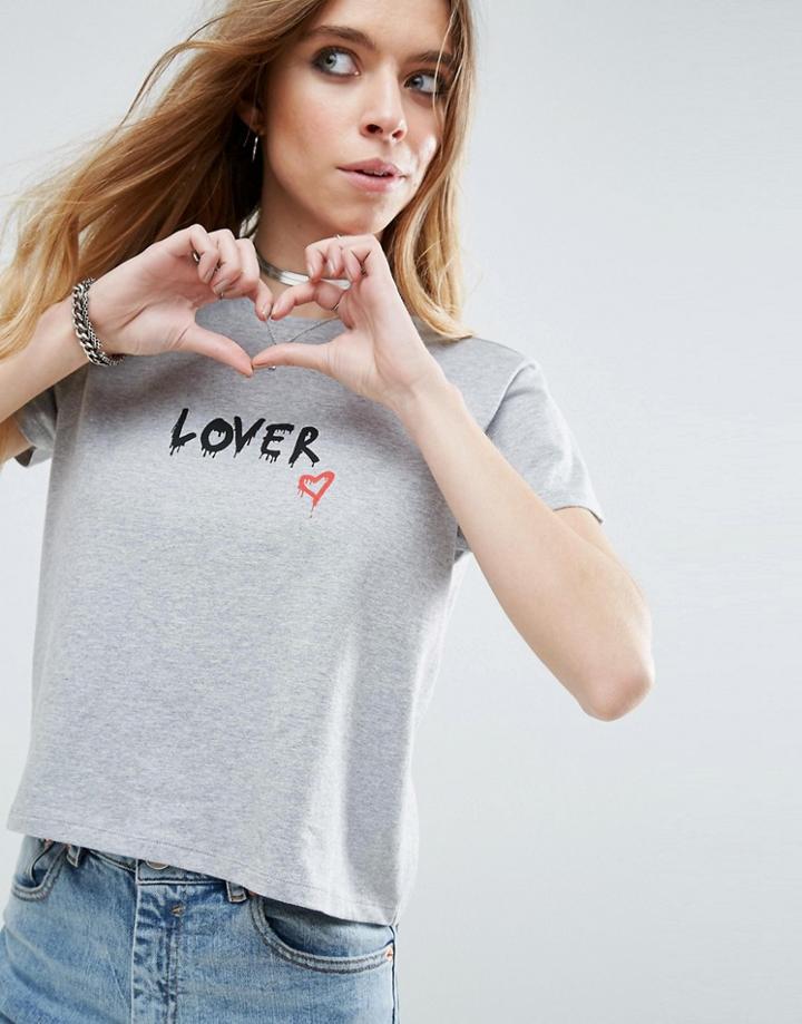 Asos T-shirt With Lovers Print - Gray