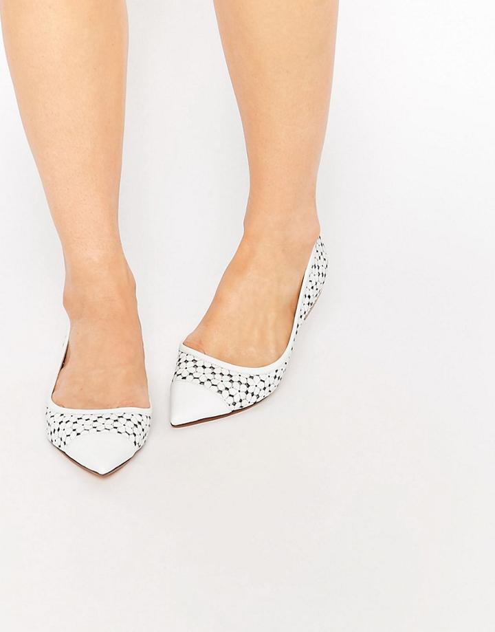 Dune Hunnee White Cut Out Flower Flat Shoes - White
