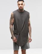 Asos Longline Sleeveless T-shirt With D Ring Strap Detail - Khaki