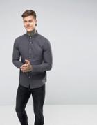 Farah Brewer Slim Fit Oxford Shirt In Charcoal - Gray