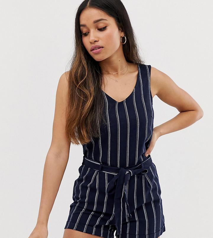 Vero Moda Petite Stripe Tie Waist Romper-multi