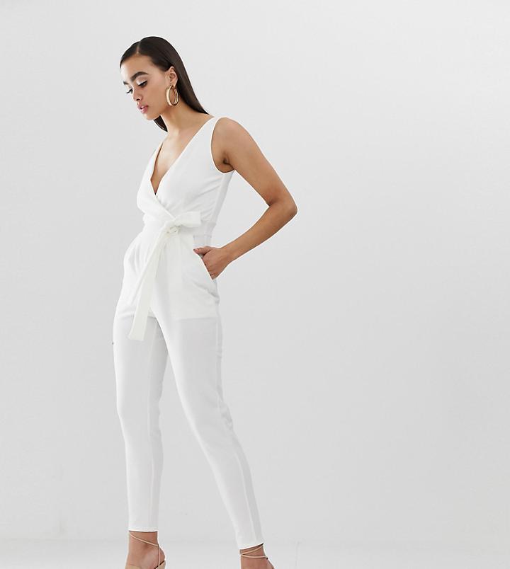 Outrageous Fortune Tie Waist Jumpsuit In White