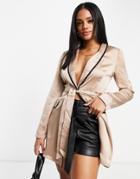 Unique 21 Satin Blazer Dress In Champagne-neutral