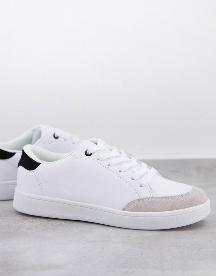 Truffle Collection Lace Up Sneakers In White