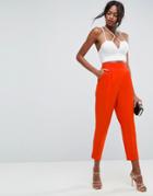 Asos High Waist Tapered Pants - Orange