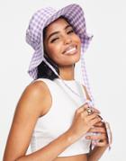 Boardmans Gingham Bucket Hat With Chain Strap In Purple