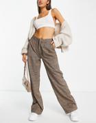 Cotton: On Oversized Check Pants In Brown-multi