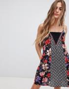 Band Of Gypsies Mix And Match Floral Print Swing Cami Dress - Multi