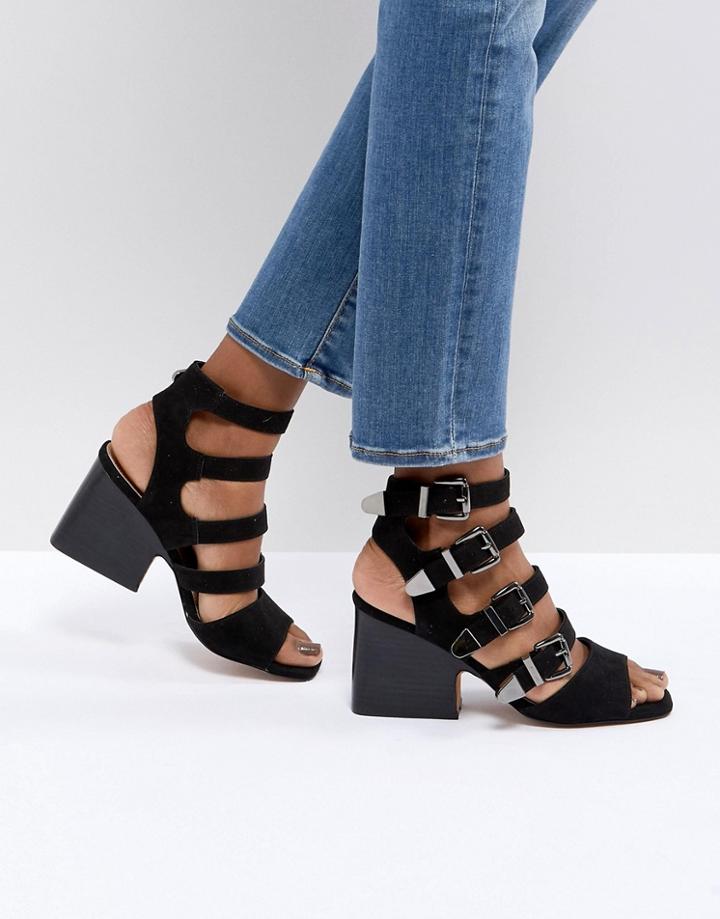 Asos Tilda Buckle Heeled Sandals - Black