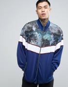 Asos Oversized Printed Track Jacket - Navy