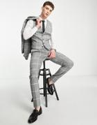 Topman Skinny Suit Pant In Gray Check