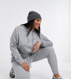 Asos Design Curve Tracksuit Hoodie / Slim Sweatpants With Tie In Gray Heather-grey