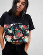 Criminal Damage Onnia Crop T Shirt In Half Print - Black