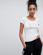 Armani Exchange Scoop Neck Dot Ax Logo Tee - White
