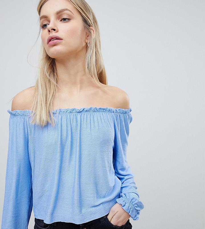 Bershka Bardot Top In Blue - Multi