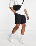 New Look Relaxed Fit Pull On Shorts With Pintuck In Navy