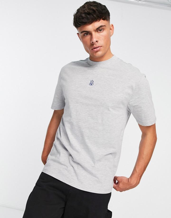 River Island Regular Logo T-shirt In Gray Heather