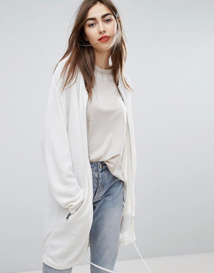 Moss Copenhagen Knitted Longline Cardigan - White