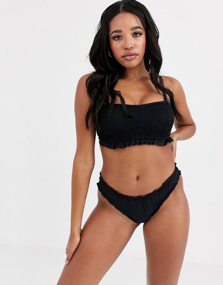 Pour Moi Fuller Bust Free Spirit Frill Bikini Bottom In Black
