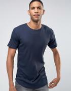 Only & Sons Longline T-shirt With Crew Neck - Navy