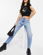 Only Veneda Stretch Mom Jeans In Blue-blues