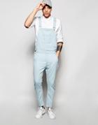 Asos Denim Overalls In Bow Leg Style - Bleach Blue