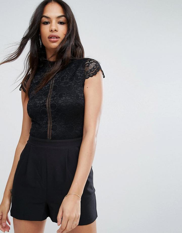 Asos Lace Top Romper - Black