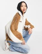 Urban Revivo Zip Front Fleece In Beige-neutral