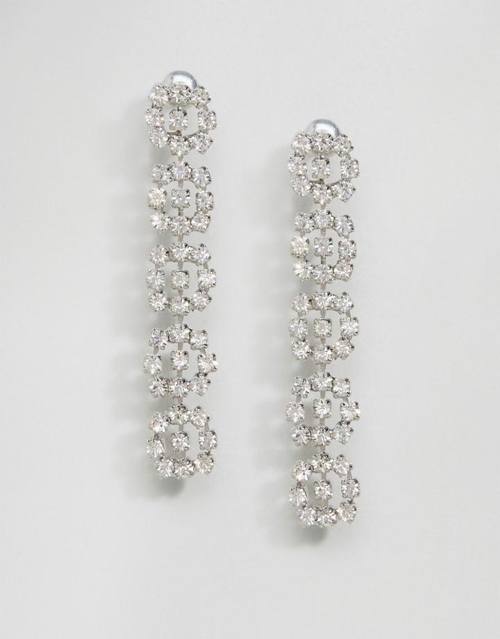 Asos Wedding Jewel Flower Strand Earrings - Clear