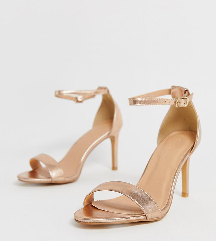 Simply Be Extra Wide Fit Morgan Barely There Heeled Sandal In Rose Gold