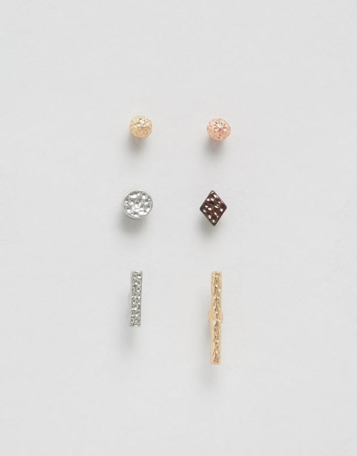 Asos Hammered Ditsy Geometric Earrings - Multi