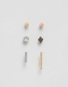 Asos Hammered Ditsy Geometric Earrings - Multi