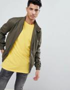 Threadbare Cotton Check Lined Harrington Jacket - Green